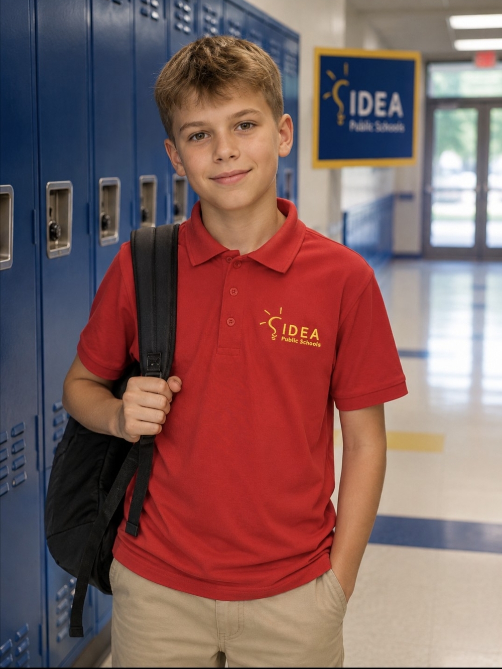 IDEA Public School Uniform- Polo Shirt- Red- Adult Small